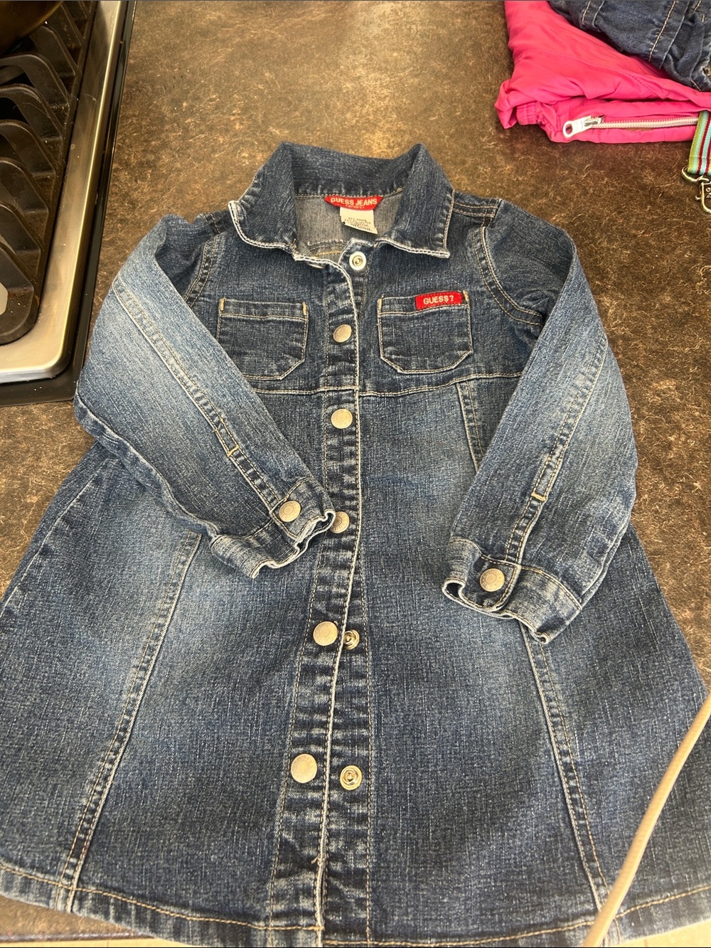 GUESS Girls' Blue Long Denim Jacket Dress